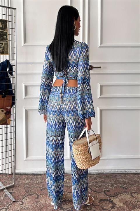 Crochet Suit with Zigzag Pattern and Lined Trousers 9876