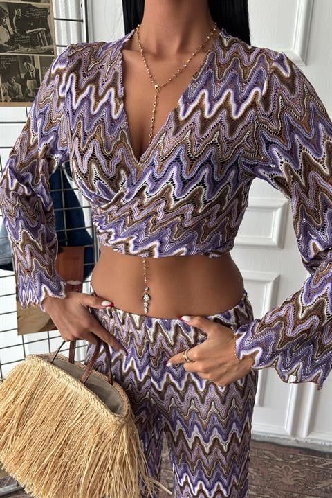 Crochet Suit with Zigzag Pattern and Lined Trousers 9876