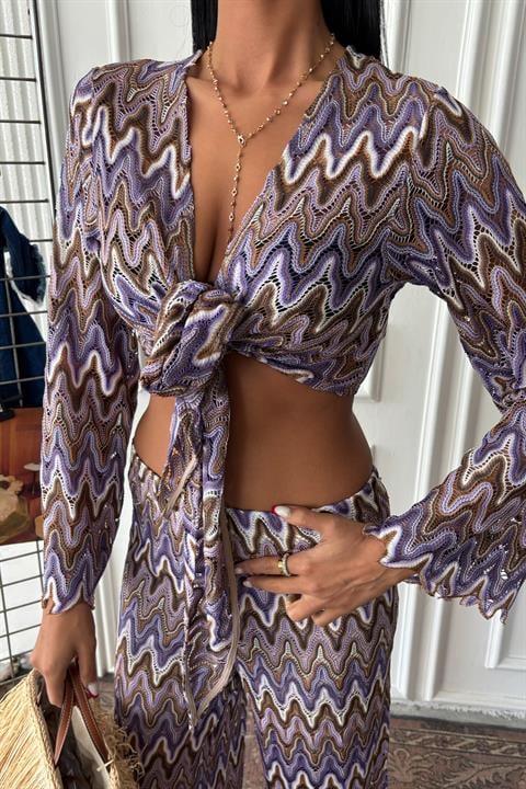 Crochet Suit with Zigzag Pattern and Lined Trousers 9876