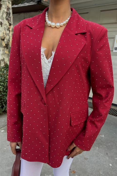 Stone Detailed Premium Blazer Jacket 6122