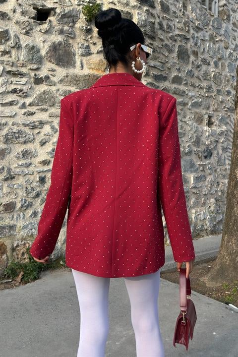 Stone Detailed Premium Blazer Jacket 6122