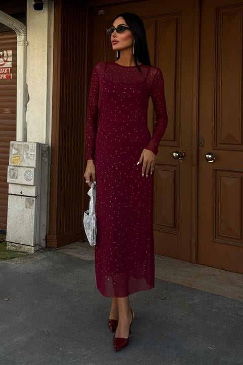 Stone Embroidered Premium Tulle Dress 2829