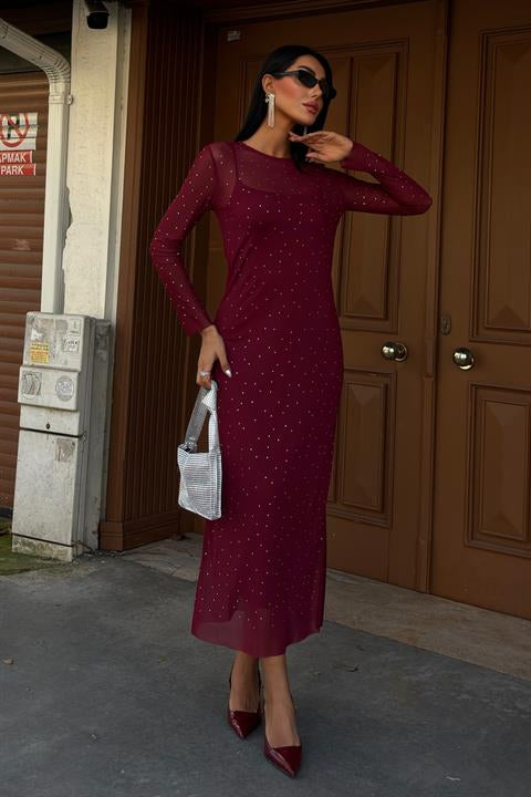 Stone Embroidered Premium Tulle Dress 2829