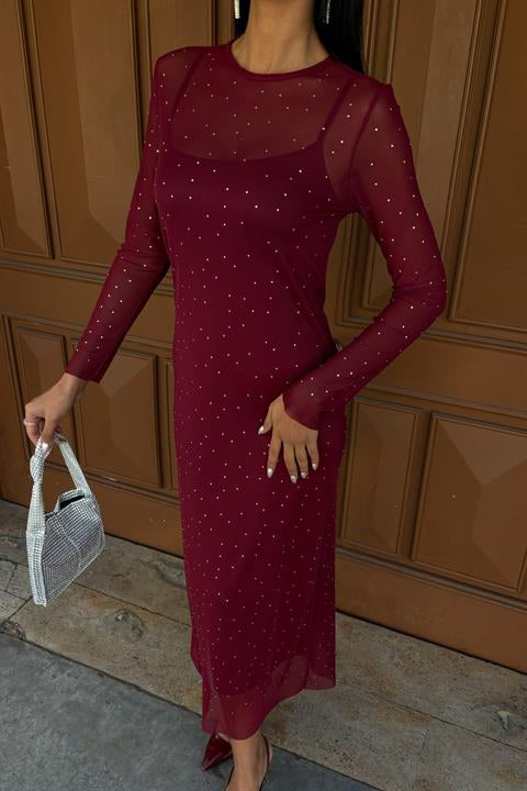 Stone Embroidered Premium Tulle Dress 2829