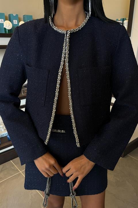 Stone Strip Detailed, Glittery Chanel Suit 10050