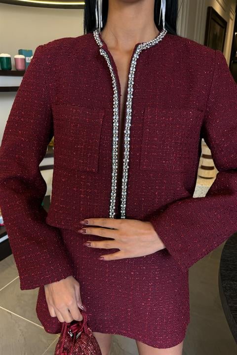 Stone Strip Detailed, Glittery Chanel Suit 10050