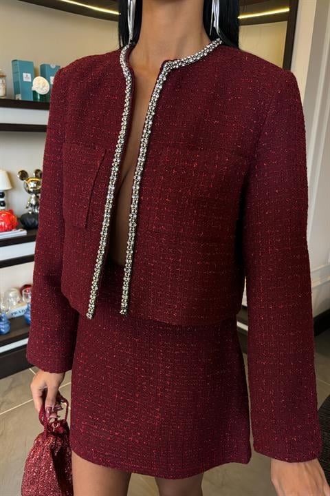 Stone Strip Detailed, Glittery Chanel Suit 10050