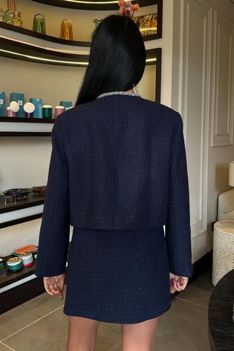 Stone Strip Detailed, Glittery Chanel Suit 10050