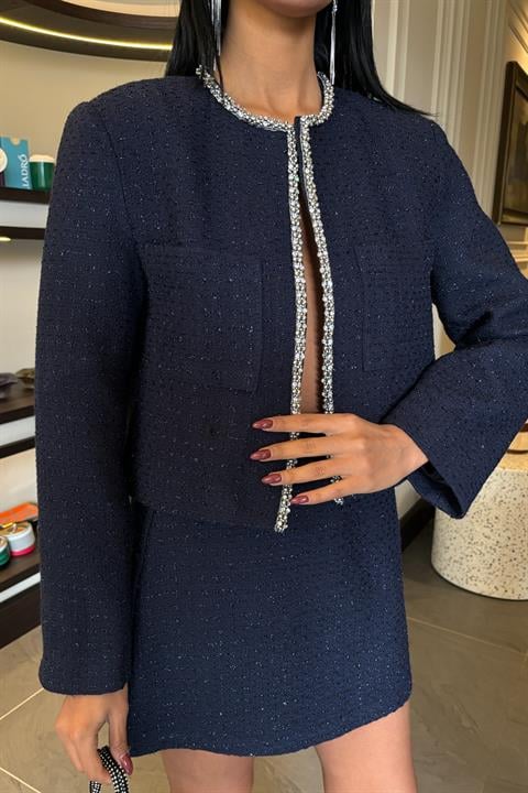 Stone Strip Detailed, Glittery Chanel Suit 10050