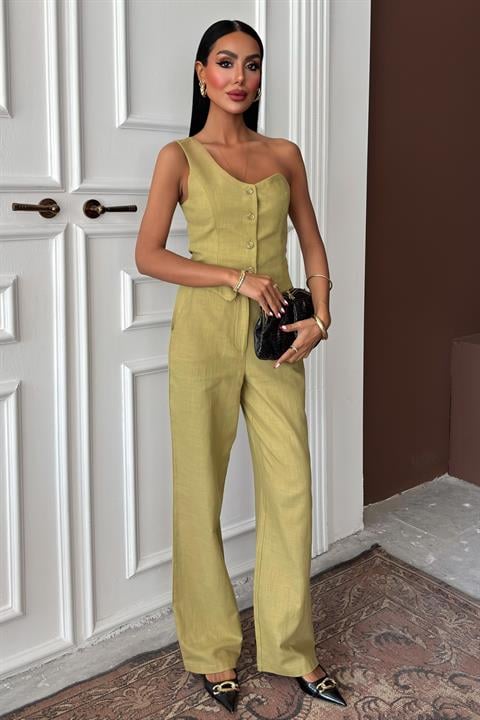 One Shoulder Bustier Plazzo Trousers Viscose Suit 10159