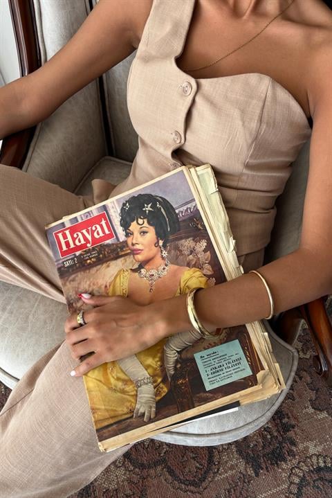 One Shoulder Bustier Plazzo Trousers Viscose Suit 10159