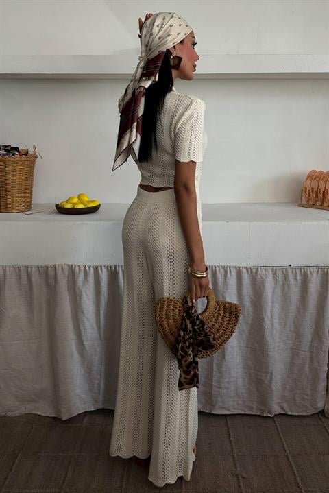 Knitted Blouse Trousers Two Piece Set 10084-025