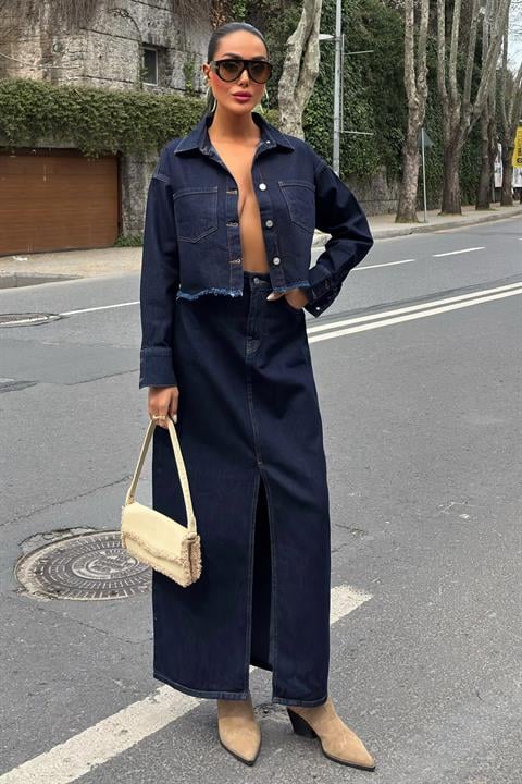 Veronika Slit Denim Suit 9913
