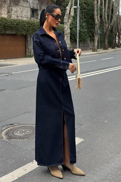 Veronika Slit Denim Suit 9913