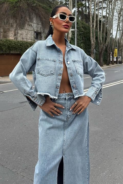 Veronika Slit Denim Suit 9913