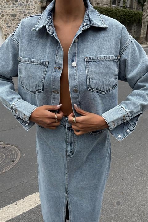 Veronika Slit Denim Suit 9913
