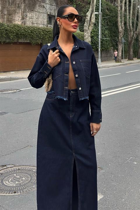 Veronika Slit Denim Suit 9913