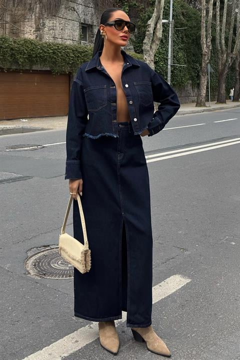 Veronika Slit Denim Suit 9913