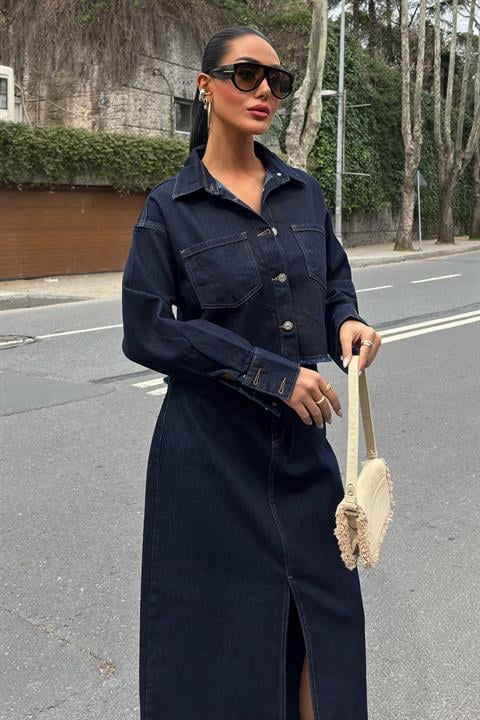 Veronika Slit Denim Suit 9913