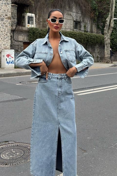 Veronika Slit Denim Suit 9913