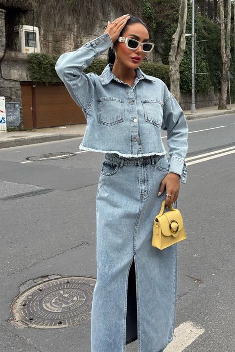 Veronika Slit Denim Suit 9913