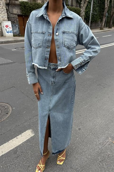 Veronika Slit Denim Suit 9913