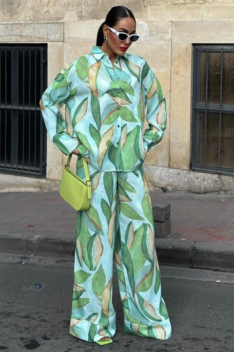 Leaf Patterned Linen Suit 10107