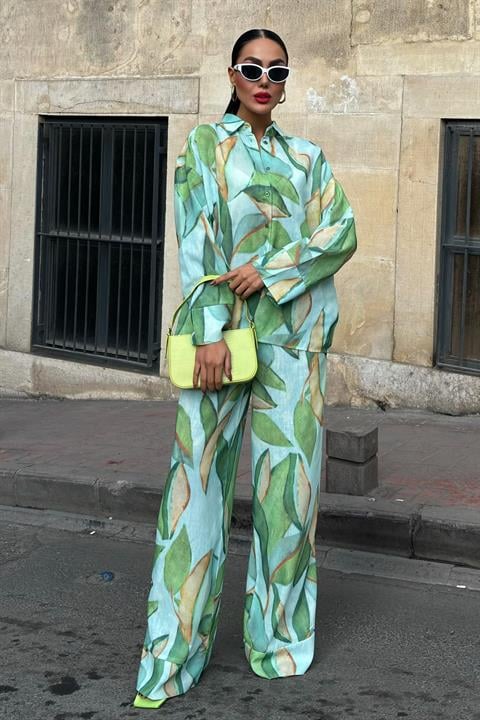 Leaf Patterned Linen Suit 10107