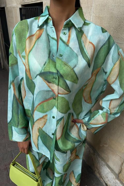 Leaf Patterned Linen Suit 10107