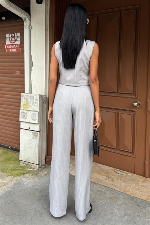 Vest Cross Detail Buttoned Pocket Vest Suit 10150