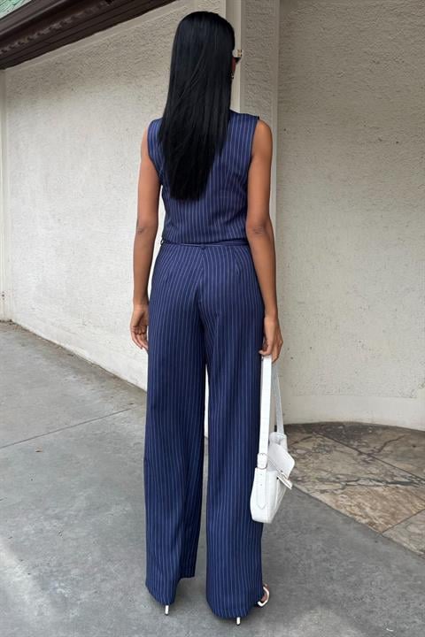 Vest Cross Detail Buttoned Pocket Vest Suit 10150