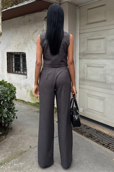 Vest Cross Detail Buttoned Pocket Vest Suit 10150