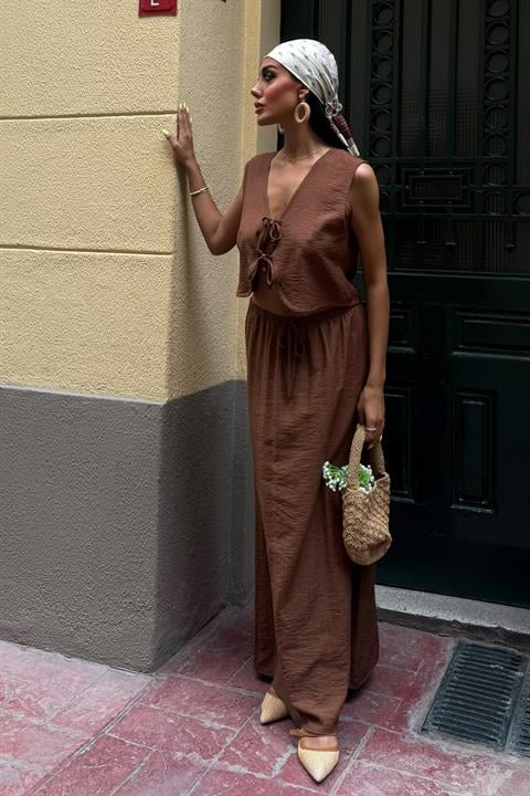 Vest Front Tie Long Skirt Suit 10192