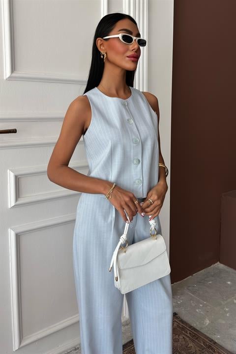 Vest Plazzo Trousers Striped Flame Poliviscon Suit 10178