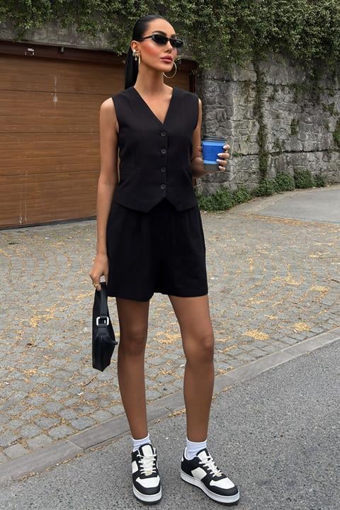 Vest Shorts Flame Linen Suit 10133-17
