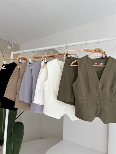 Vest Shorts Flame Linen Suit 10133-17