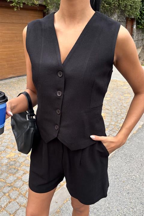 Vest Shorts Flame Linen Suit 10133-17