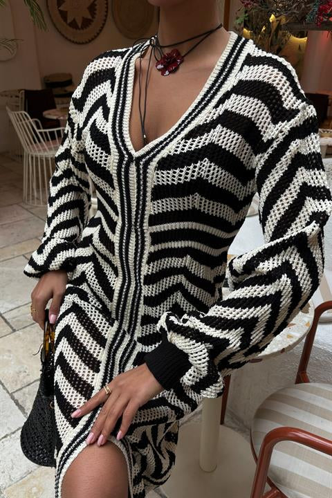 Slit Detailed Knit Dress 2855