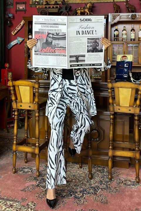 Zebra Patterned Chanel Satin Suit 10038