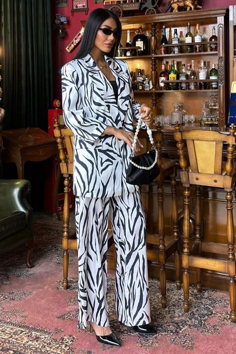 Zebra Patterned Chanel Satin Suit 10038